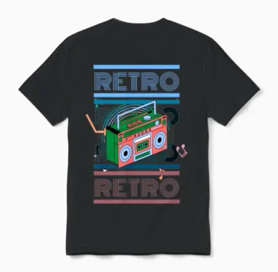 80's Retro Boombox Unisex T-Shirt - Black
