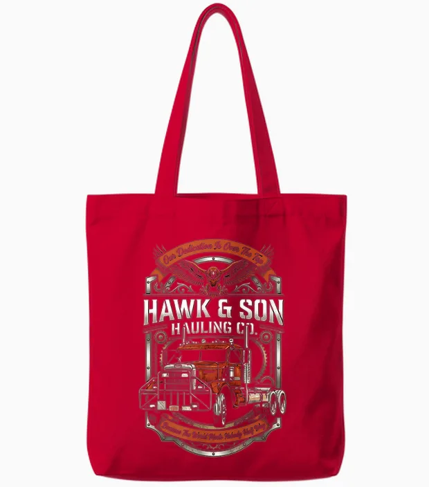 Hawk and Son Hauling Company Big Rig Pride Trucking-Liebhaber Tote Bags in Red