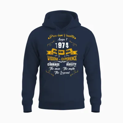 August 1974 Vintage Birthday Present Unisex Hoodie - Navy