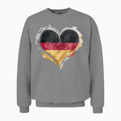 Leuchtendes Herz, Deutsche Flagge, Farben, Deutschland-Fan Unisex Sweatshirt - Sport Grey