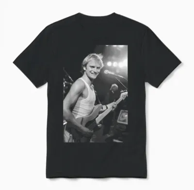 Sting, Singer of the Police, on American Tour in 1980 Unisex T-Shirt - Black