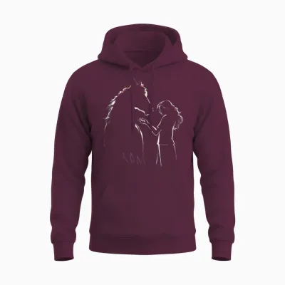 Pferd Und Mädchen Süßes Reiter Motiv Stall Und Reiten Pferde Unisex Hoodie - Maroon