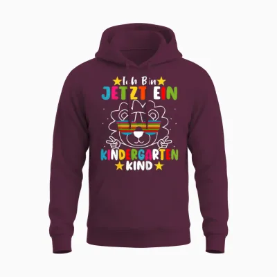 Kinder Ich Bin Jetzt Ein Kindergartenkind Kita Abgänger 2026 Löwe Unisex Hoodie - Maroon