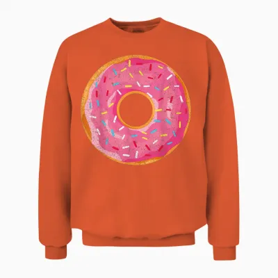 Donut T-Shirt Doughnut Costume Shirt T-Shirt, White Unisex Sweatshirt - Orange