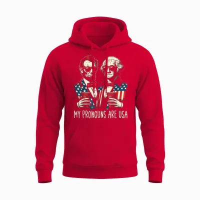 4th of July Lincoln Washington Funny American Men Women Unisex Hoodie - Red