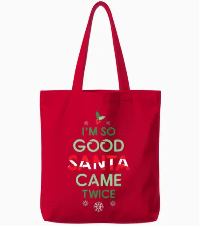 Womens Santa Came Twice Christmas Funny Sexy Naughty Claus Tote Bags - Red