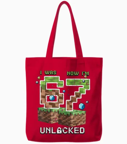 7th Birthday I Was 6 Now Im 7 Unlocked 67 Boys Tote Bags - Red