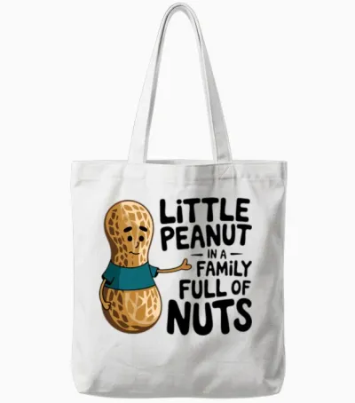 Little Peanut in a Family Full of Nuts Print Baby Tote Bags - White