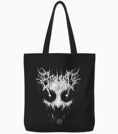 Sei Nett Black Death Metal Schrift Creepy Ghost Face Metalhead Tote Bags - Black
