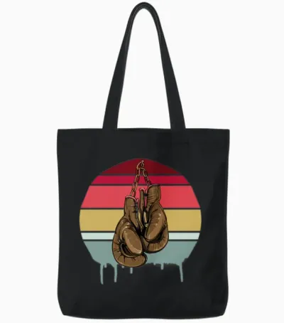 Boxing Gloves Retro Tote Bags - Black