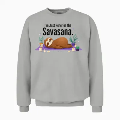 I'm Just Here for the Savasana Sloth Yoga Unisex Sweatshirt - Ash