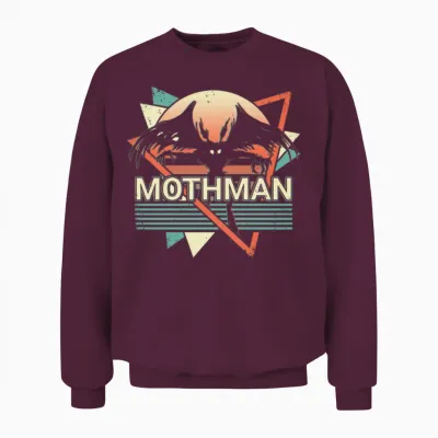 Mothman Cryptid Cryptozoology Retro Unisex Sweatshirt - Maroon