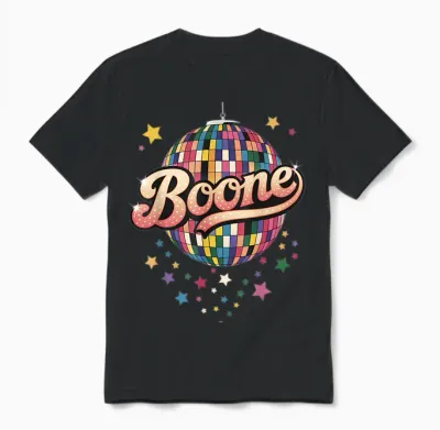 Girl Retro Boone First Name Personalized Heart Unisex T-Shirt - Black