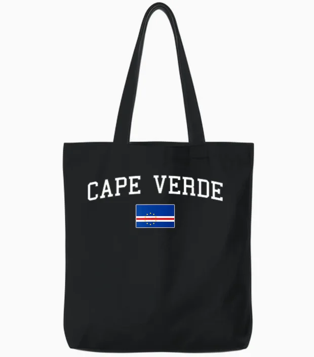 Kap Verde Flagge Herren Damen Kinder Kap Verde Tote Bags in Black