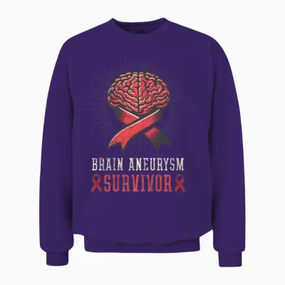 Brain Aneurysm Survivor Brain Aneurysm Survivor Unisex Sweatshirt - Purple