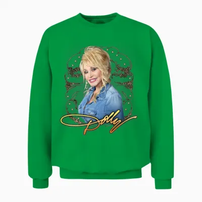 Dolly Parton Denim Smile Unisex Sweatshirt - Irish Green
