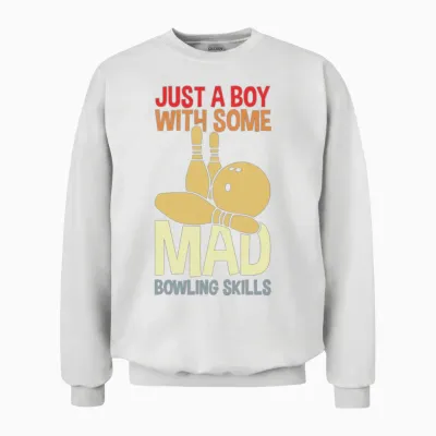 Funny Bowling Boy Unisex Sweatshirt - White