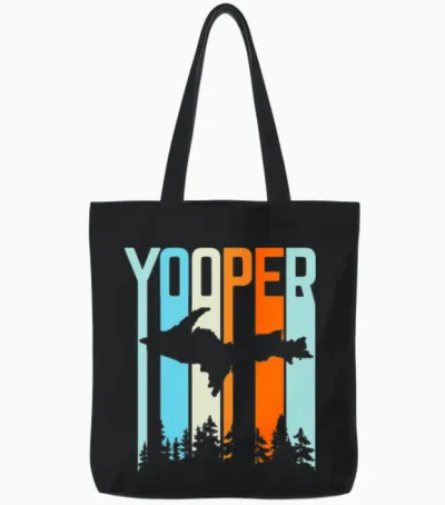 Upper Peninsula Retro Yooper Tote Bags - Black