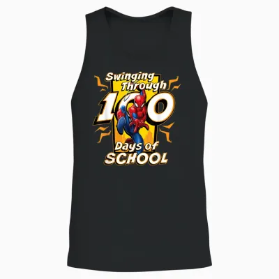 Marvel Super Heroes Spider-Man 100 Days of School 100th Day Unisex Tank Top - Black