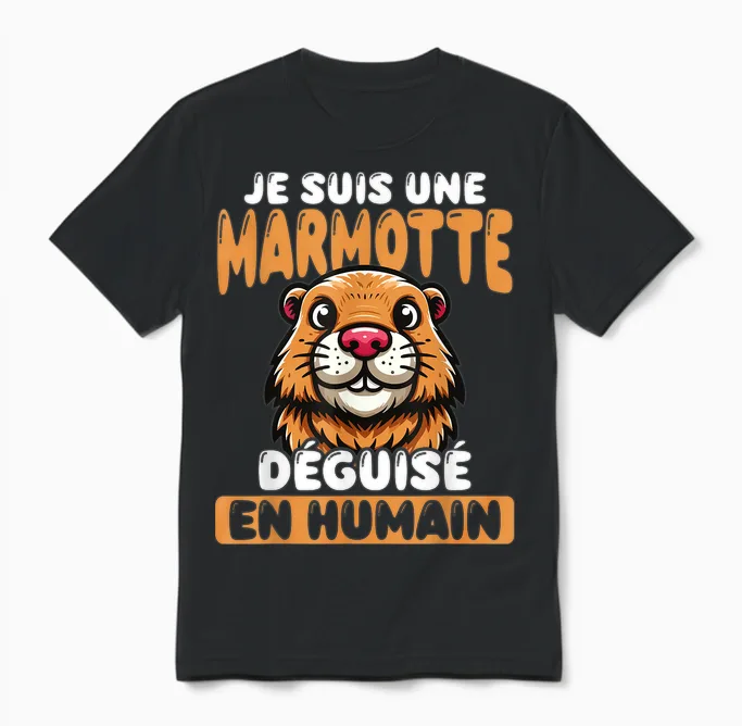 Je Suis Une Marmot Disguised as a Human Unisex T-Shirt in Black