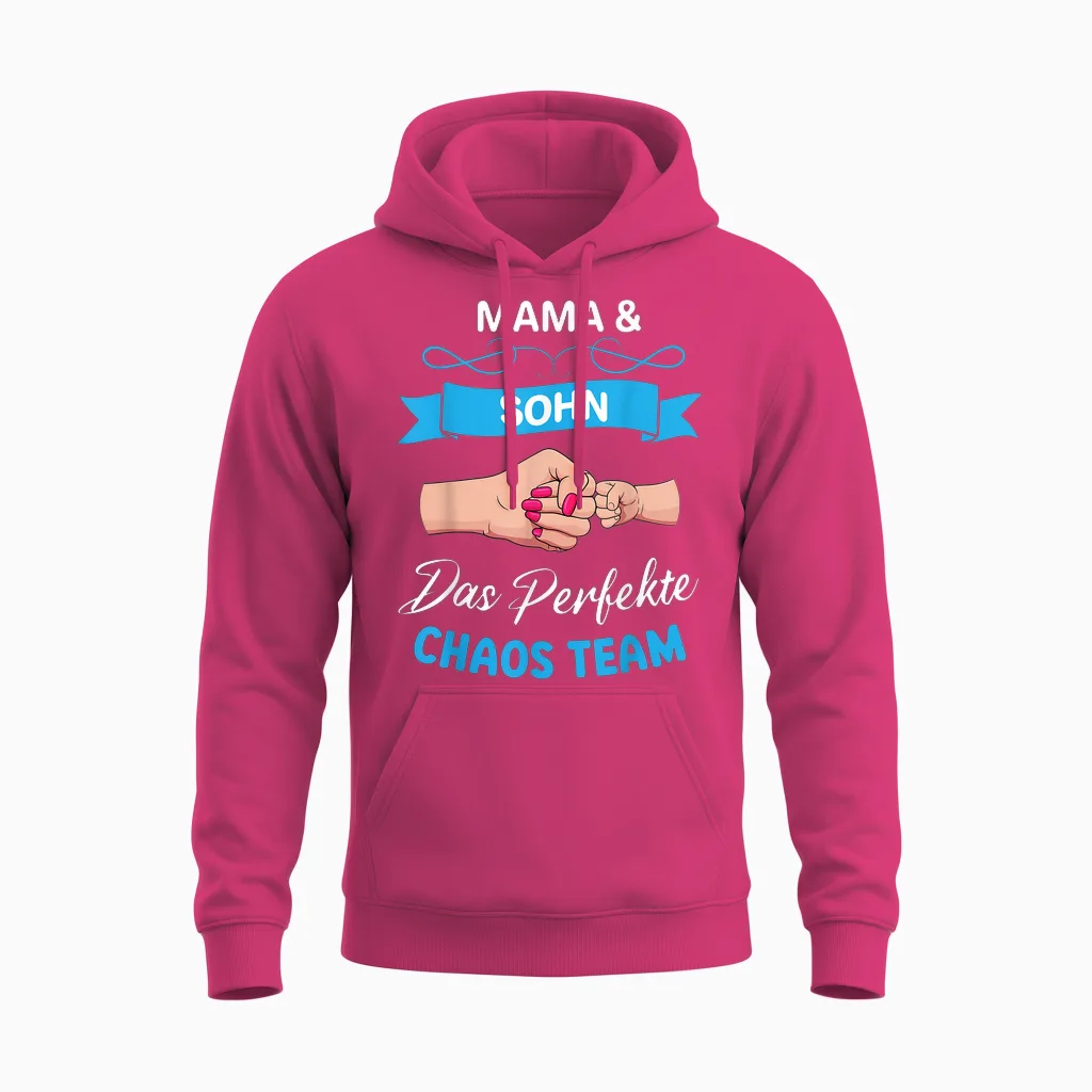 Mama Und Sohn Partnerlook Das Perfekte Chaos Team Muttertag Unisex Hoodie in Heliconia
