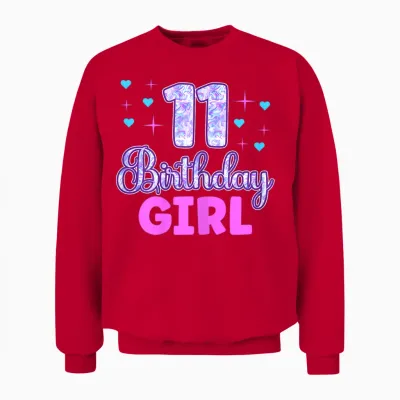11 Birthday Girl - 11. Geburtstag Mädchen Unisex Sweatshirt - Red