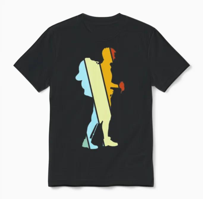 Hiking Retro - & Outdoors Unisex T-Shirt in Black
