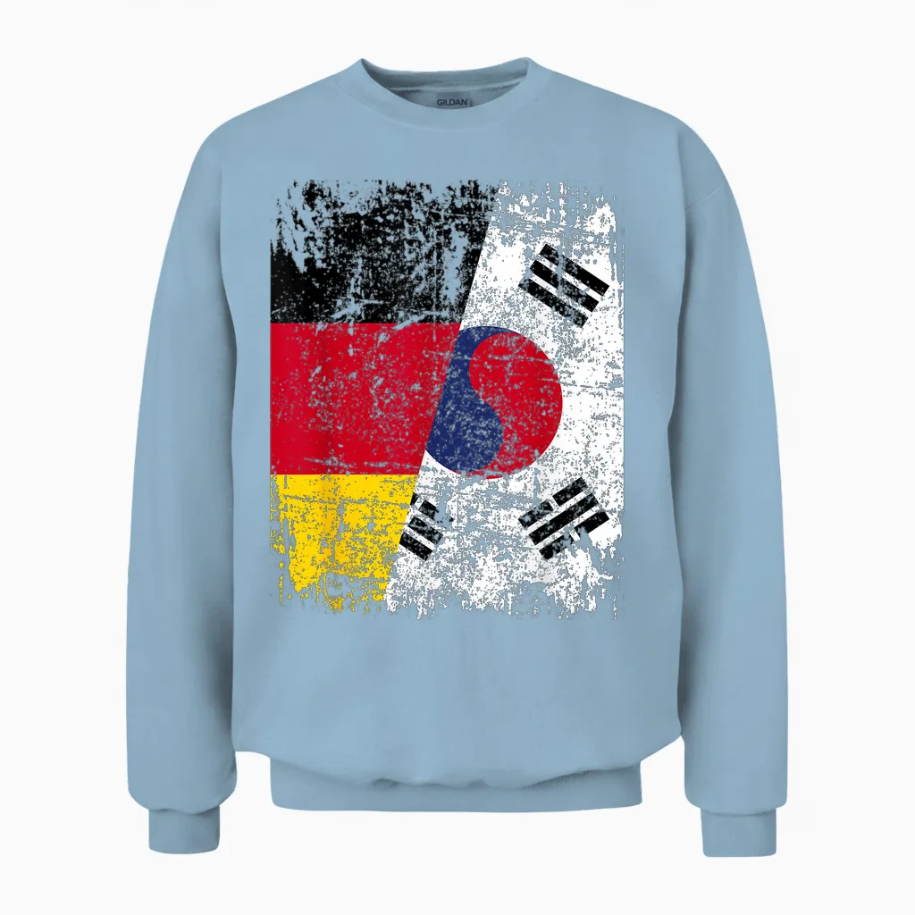 Südkorea Deutschland Flagge | Damen Herren Kinder | Südkorea Unisex Sweatshirt in Light Blue