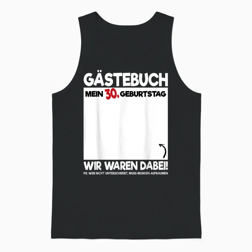 30th Birthday Guest Book 30 Years Funny Birthday Gift T-Shirt, Black, S Unisex Tank Top in Black