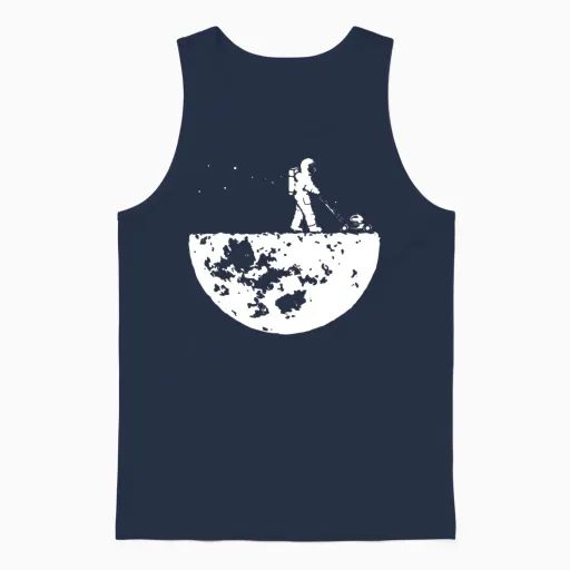 Develop the Moon Funny Unisex Tank Top in Navy