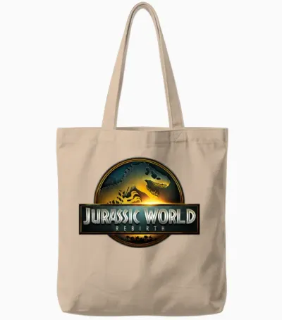 Jurassic World Rebirth Logo with Sun Tote Bags - Natural