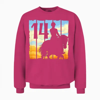 14. Geburtstag Pferde Mädchen Reiterin Geschenk 14 Jahre Alt Unisex Sweatshirt - Heliconia