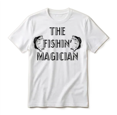 The Fishin Magician Funny Unisex T-Shirt - White