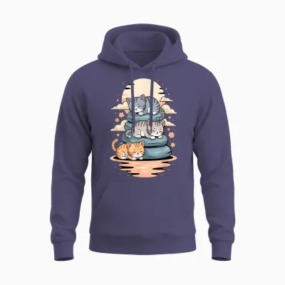 Japan Katzen Schlafen Anime Katze Kätzchen Kawaii Unisex Hoodie - Heather Sport Dark Navy