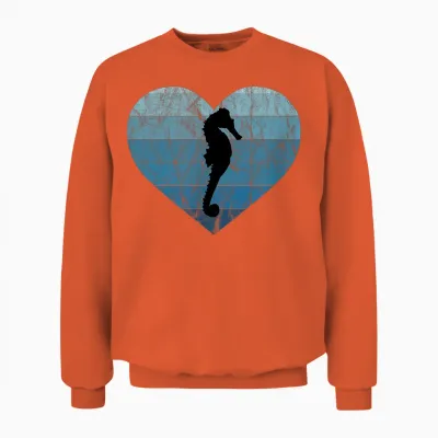 Ich Liebe Seepferdchen Fan Vintage Retro Meer Ozean Aquarium Unisex Sweatshirt - Orange