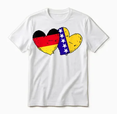 Deutschland Bosnien Herzegowina Herz Flagge Deutsch Bosnisch Unisex T-Shirt - White