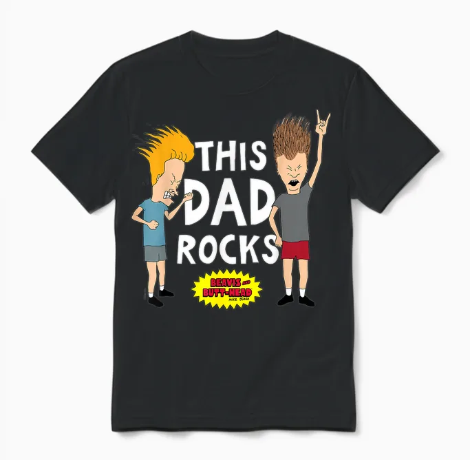 Mtv - Beavis and Butthead This Dad Rocks Unisex T-Shirt in Black