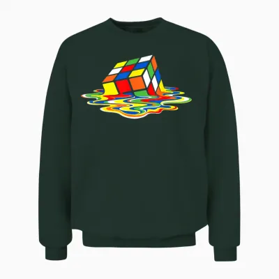 Melting Rubik's Cube T-Shirt, Black Unisex Sweatshirt - Forest