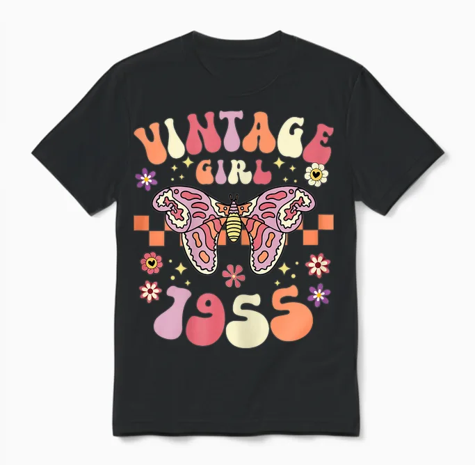 70 Ans Année 1955 Vintage Femme 70eme Anniversaire 1955 Unisex T-Shirt in Black