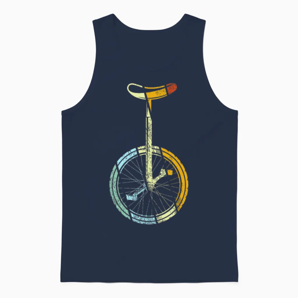 Unicycle Retro Unisex Tank Top in Navy