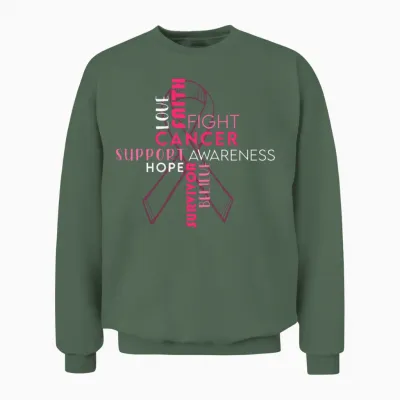 Breast Cancer Awareness Cancer Support Unisex Sweatshirt - Military Green