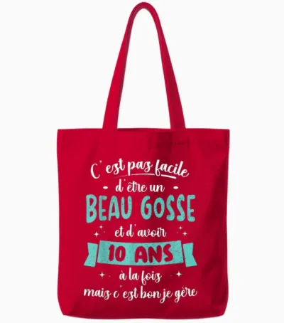 10 Years Birthday Gift Boy Beautiful Kid Gift Idea Tote Bags - Red