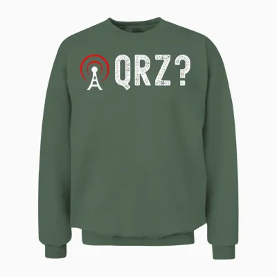 Amateurfunk - Qrz? T-Shirt - Schwarz - Small - Unisex - Kurzarm - Klassisch - Ham Radio Morse Code Design - Hobby-T-Shirts - Unisex-Erwachsene Unisex Sweatshirt - Military Green