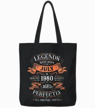 Anniversary in July 1980 Tote Bags - Black