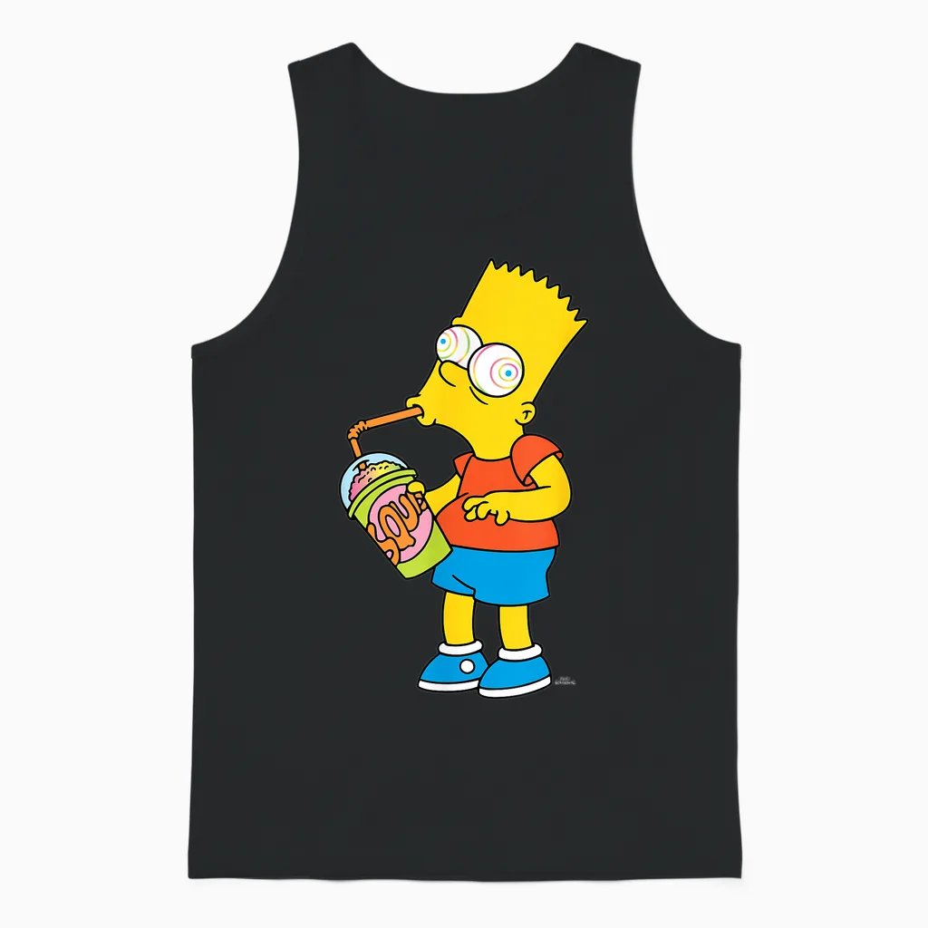 The Simpsons Bart Simpson Squishee Brain Freeze Unisex Tank Top in Black