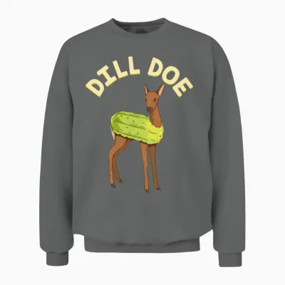 Dill Doe Shirt Animal Pun Pickle Dildo Funny Deer Unisex Sweatshirt - Graphite Heather