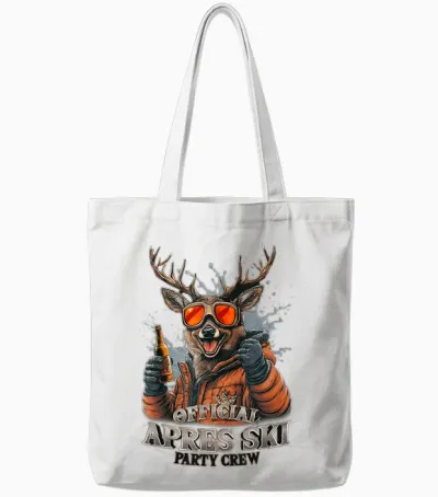 Official Après-Ski Party Crew Skiing T-Shirt, Black Tote Bags - White