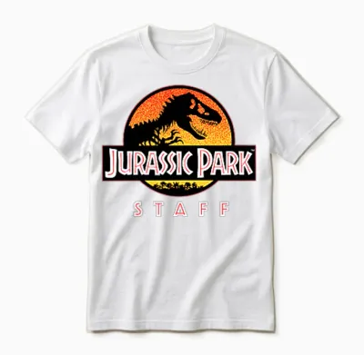 Jurassic Park Ranger Staff Uniform Front and Back Unisex T-Shirt - White
