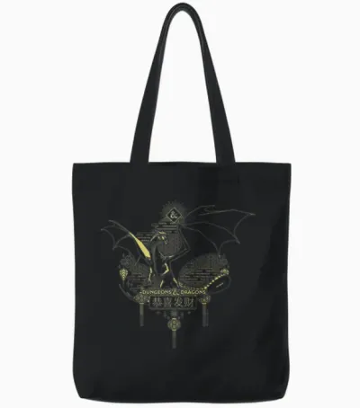 Dungeons & Dragons 50th Anniversary Year of the Dragon Art Tote Bags - Black