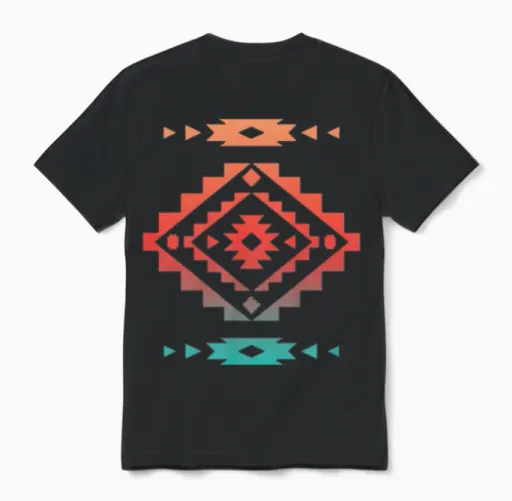 Cool Native American Aztec Southwest Indian Style Unisex T-Shirt in Black